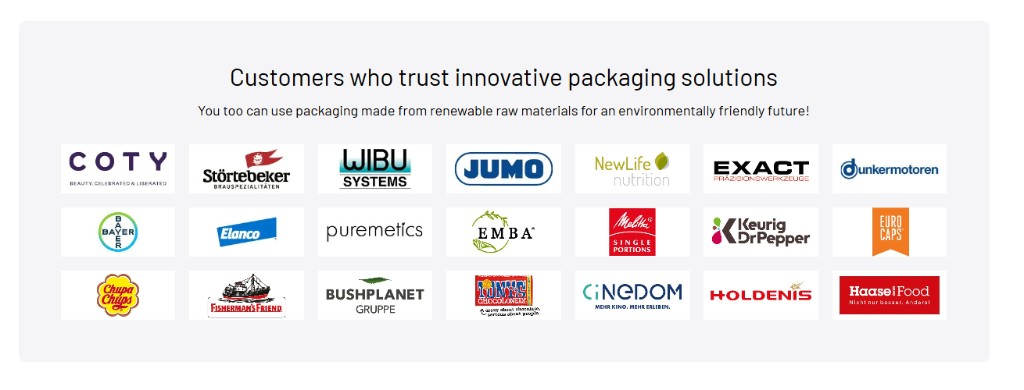 Customers who trust innovative packaging solutions: PAPACKS customer and partner marks