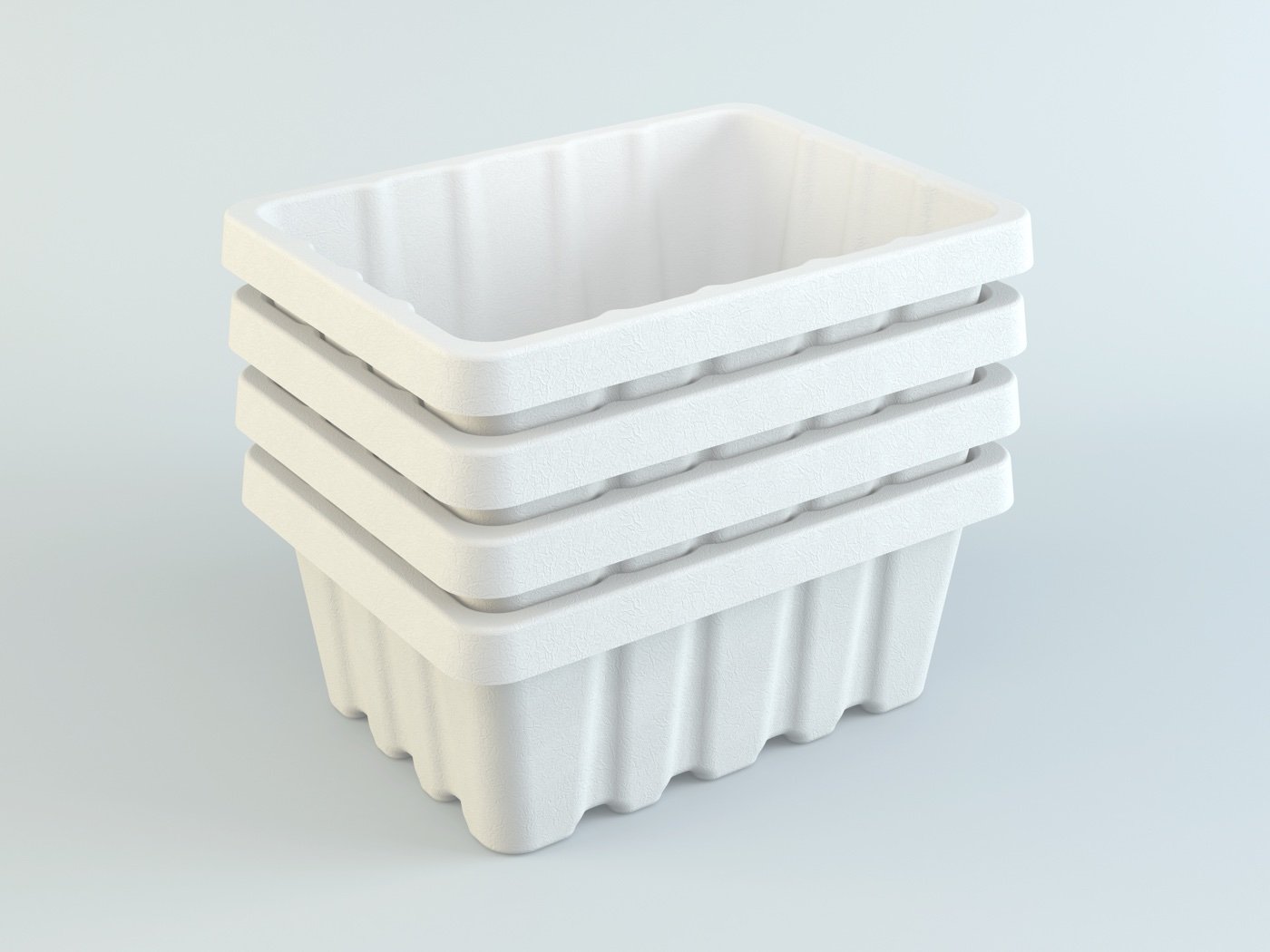 Four nested Medium 11L Fiber Boxes showing 5 to 1 nesting