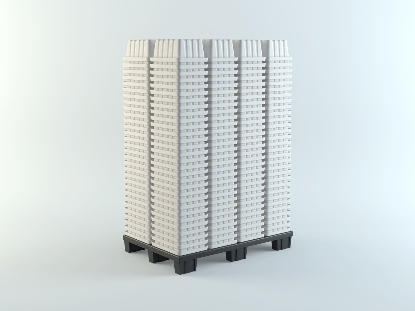 Pallet shipment with 120 nested Large 26L Fiber Boxes on GMA pallet